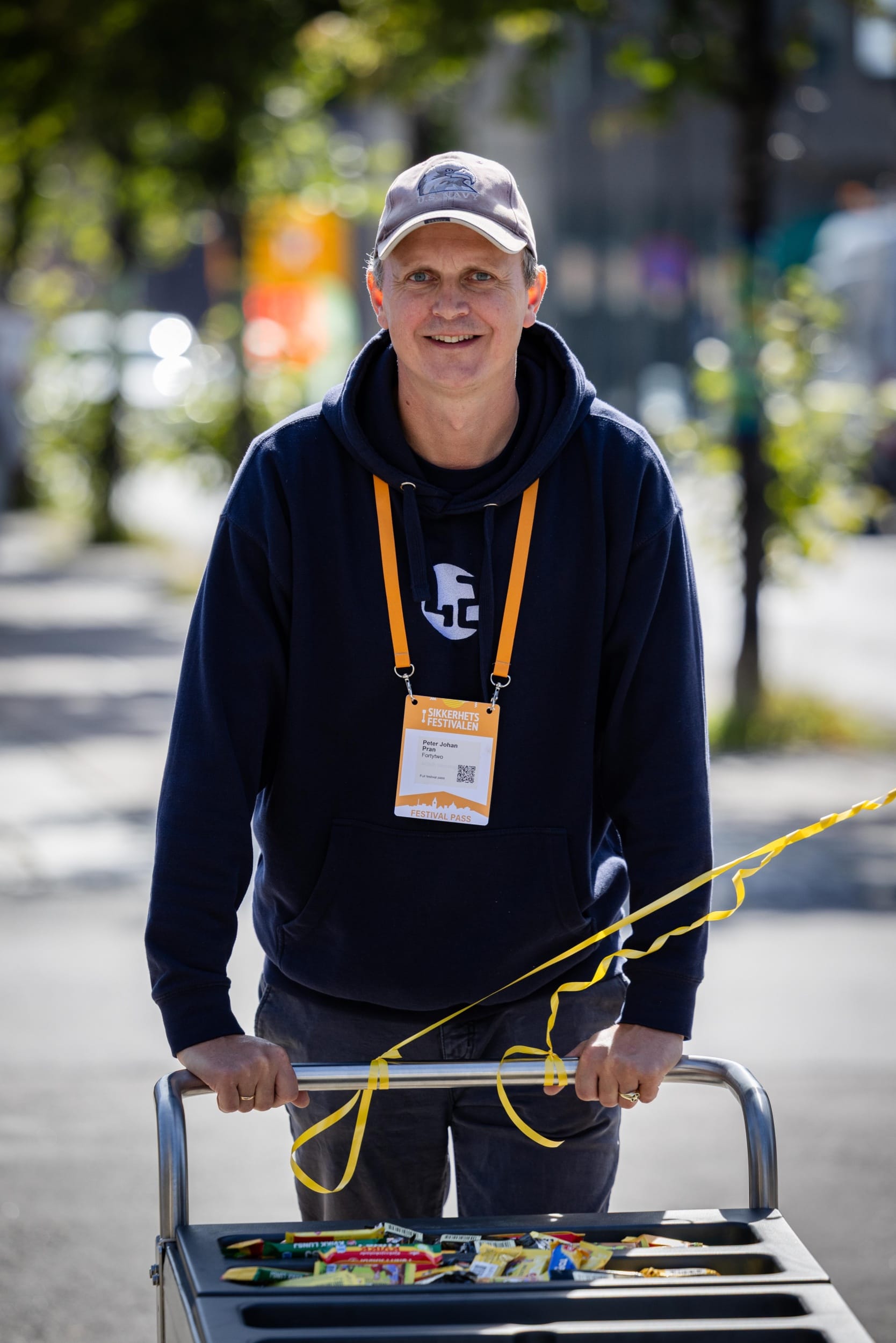 Man with festival pass.