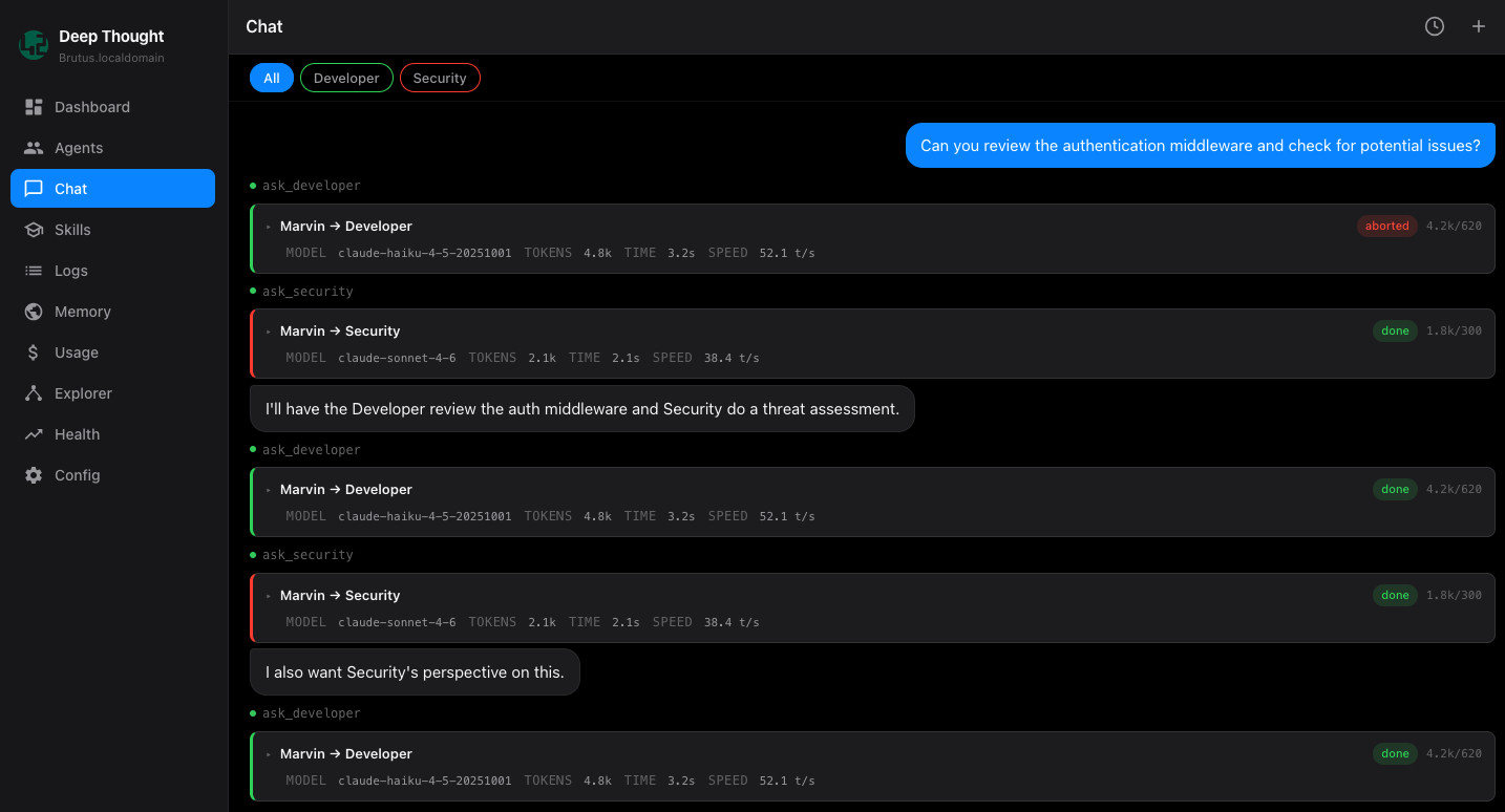 AI chat interface developer view