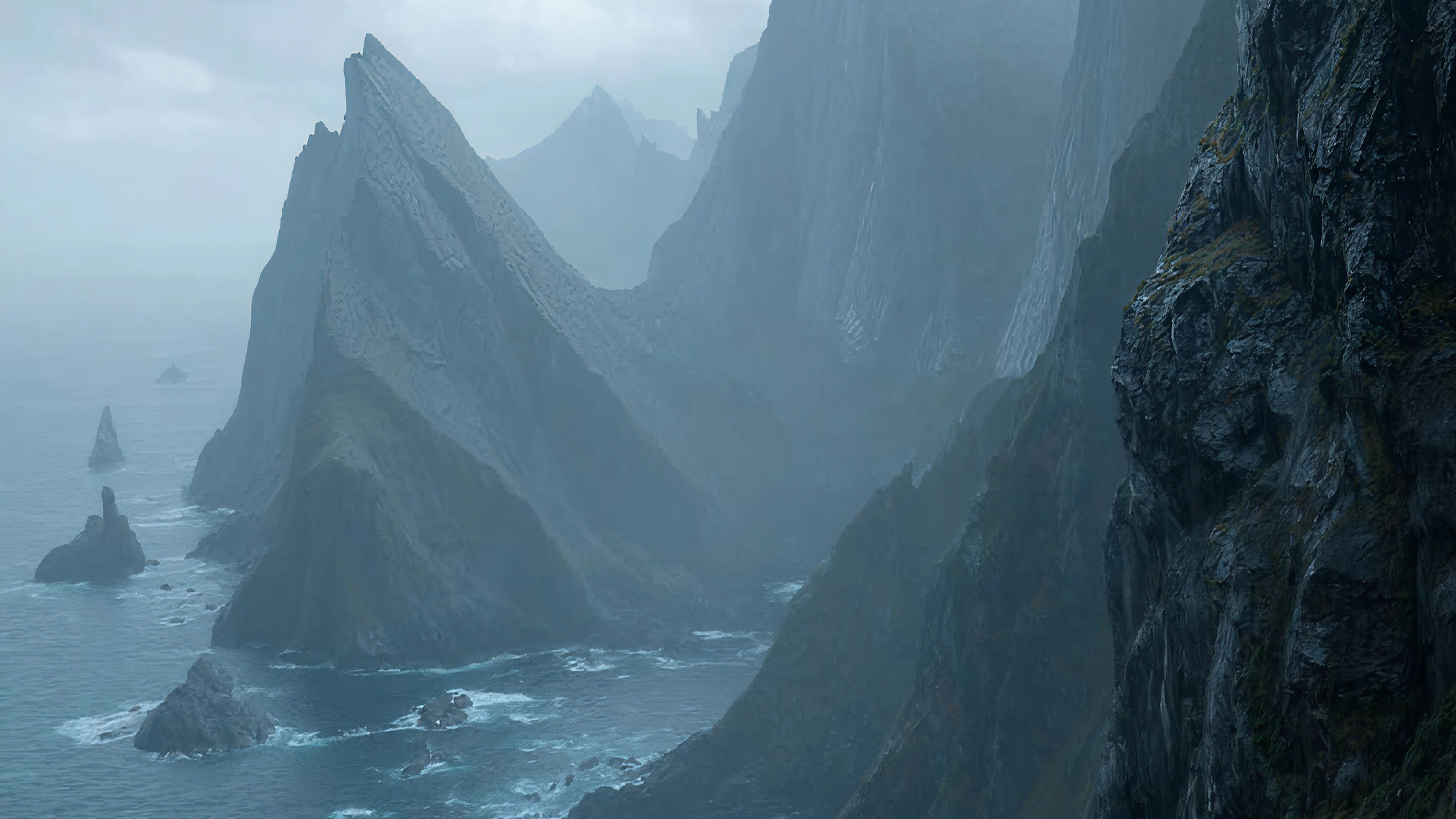 Misty Mountains on the sea