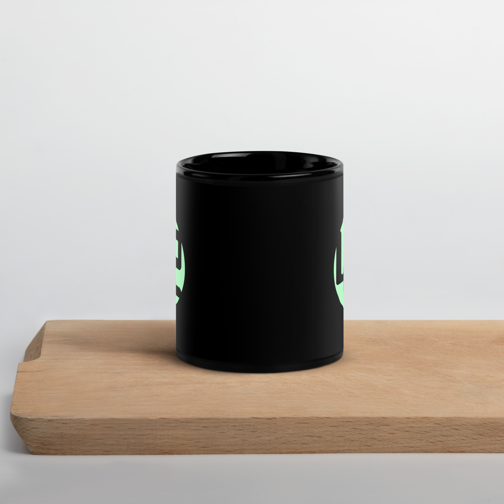 black glossy mug Black mug with design.
