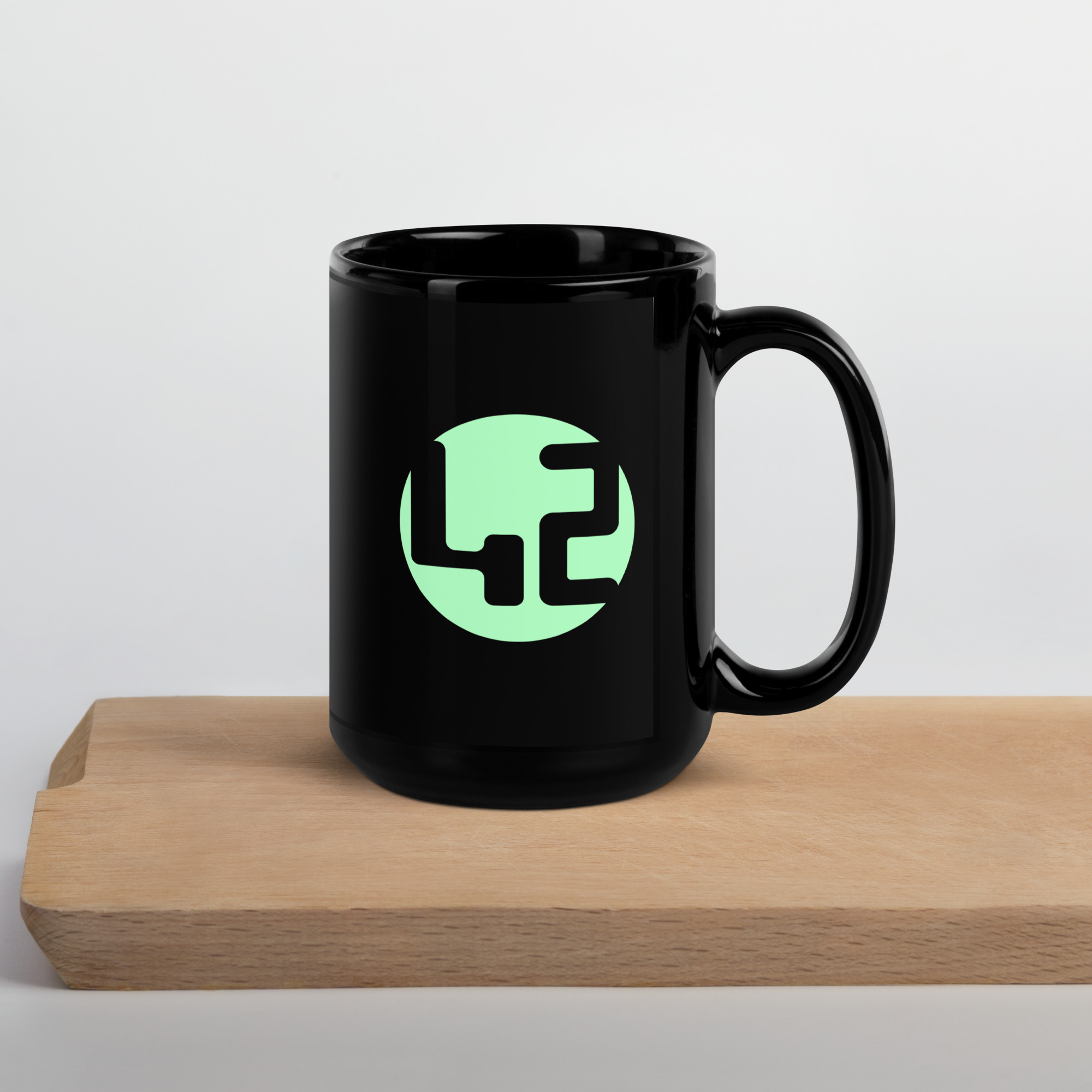 black glossy mug Black mug with 42 logo