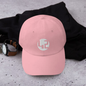 Pink cap with white embroidery