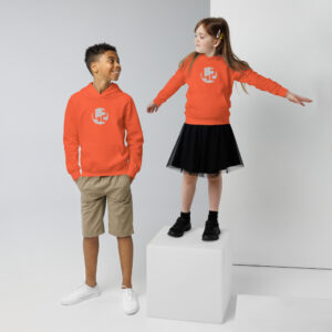 Kids orange hoodies modeled