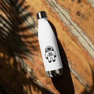 White water bottle with astronaut.