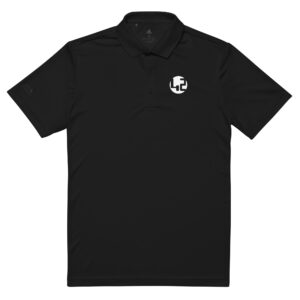 Black polo shirt with logo