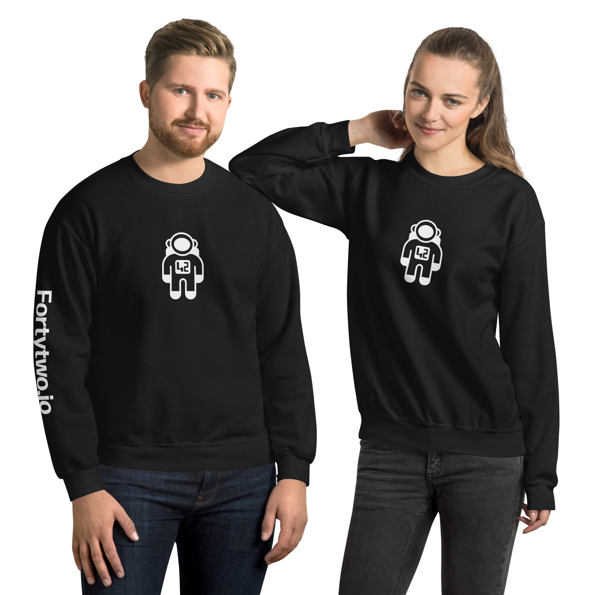 novi unisex sweatshirt (dark) Black sweaters with astronaut design
