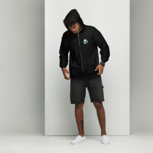 Man in black zip-up hoodie