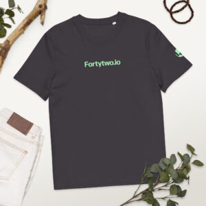 Dark grey t-shirt with logo