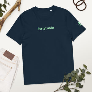 Navy t-shirt with text