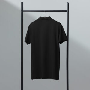 Black polo shirt on hanger