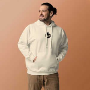 Man in cream hoodie