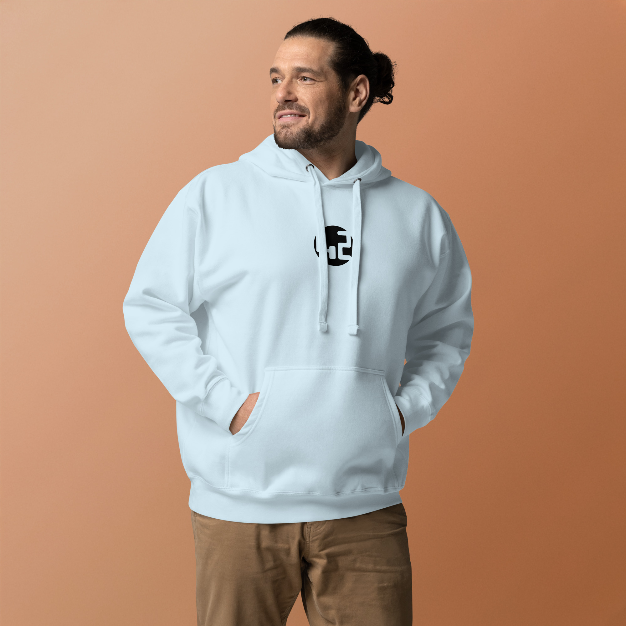 unisex hoodie Man wearing white hoodie