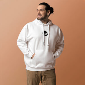 Man wearing white hoodie