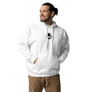 Man wearing white hoodie