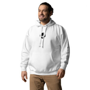 Man wearing white hoodie