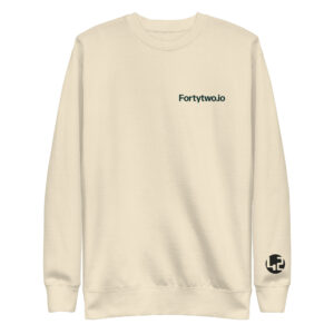 Cream sweatshirt with text