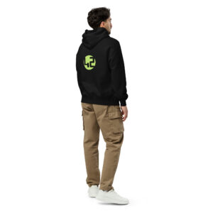 Black hoodie with neon logo